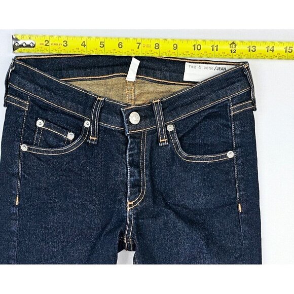 Rag & Bone Size 25X23 Womens Blue Capri Embroidered Pocket Logo Denim Jeans USA - Picture 3 of 13